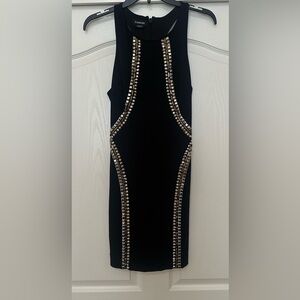 NWOT Women’s BEBE Black‎ Studded Embellished Racerback Dress Cocktail Party M.